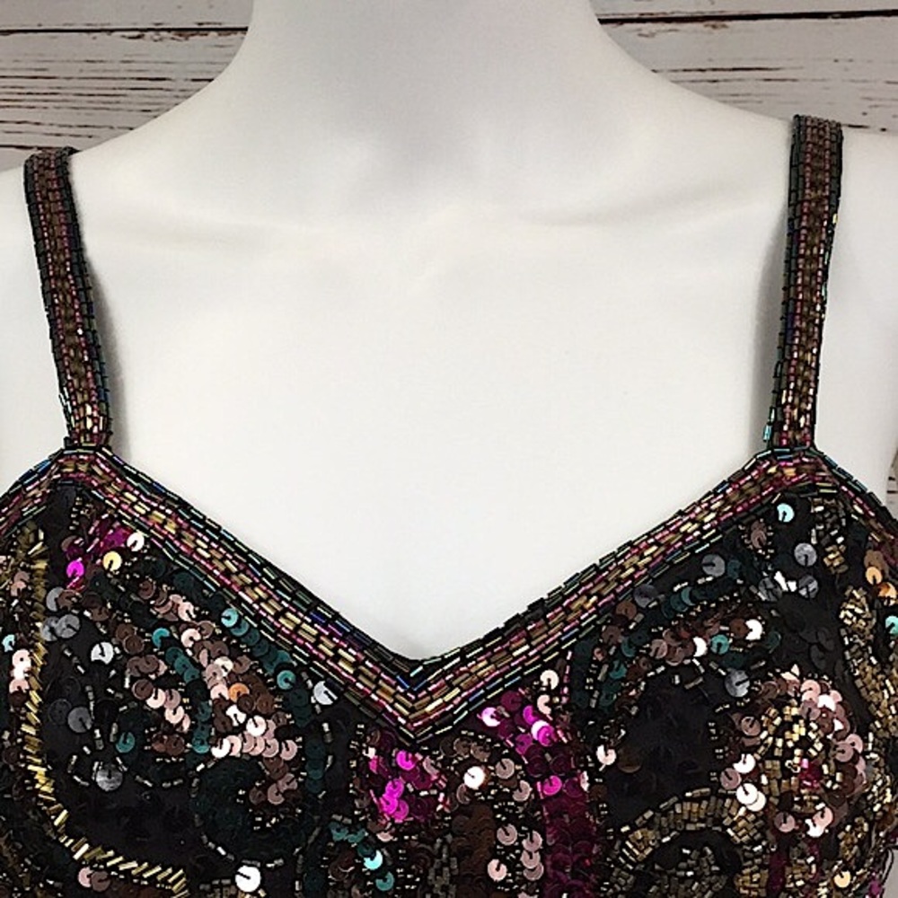 Vintage Black & Gold Lime Nite Beaded Tank Dress - Picture 3 of 13